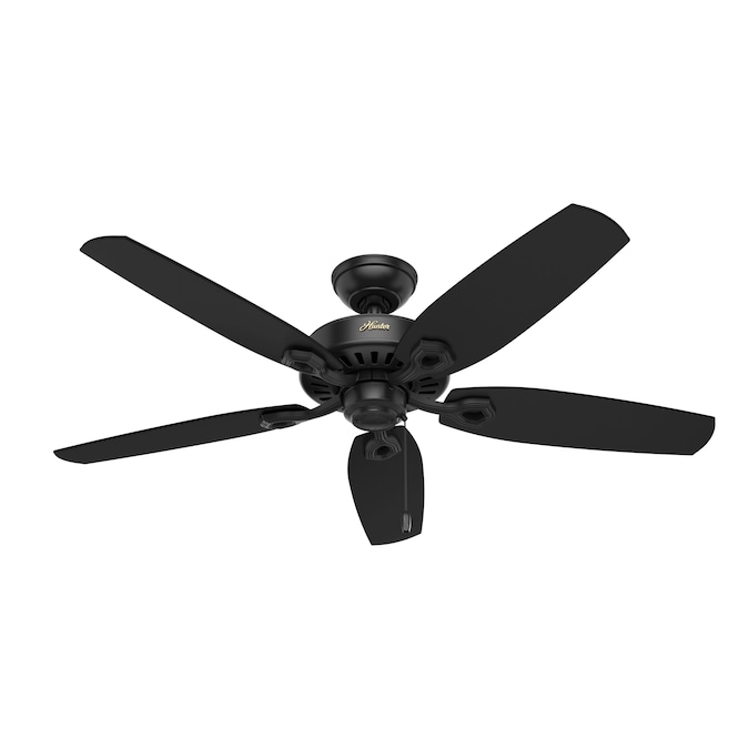 Hunter Builder Elite 52-in Matte Black with Matte Black/Peppered Walnut Blades Indoor Ceiling Fan Light Kit Compatible (5-Blade)