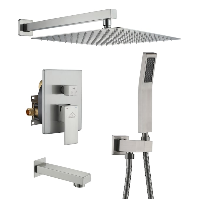 CASAINC Brushed Nickel 12-in Built-In Shower Faucet System with 3-way Diverter (Pressure-balanced Valve Included)