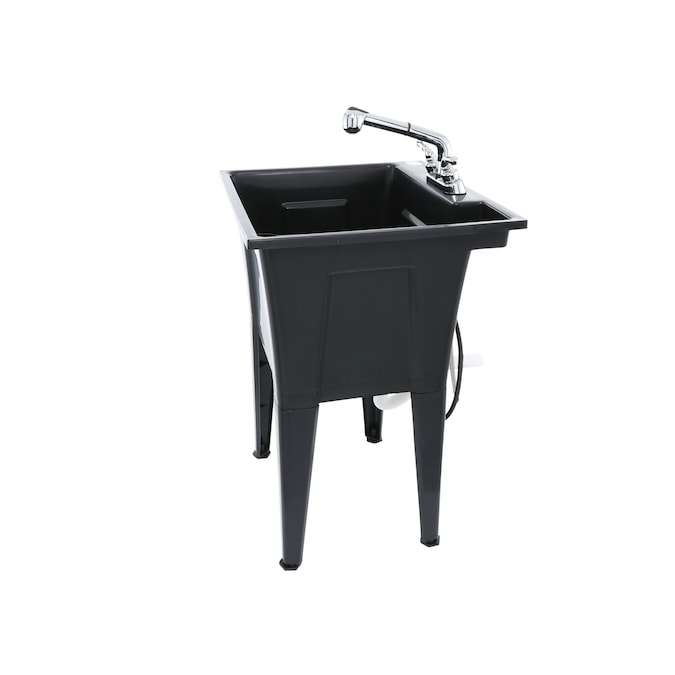 RuggedTub 24.25-in x 22-in 1-Basin Black Freestanding Utility Tub with Drain and Faucet - Image 4