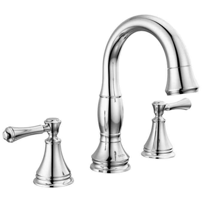 Delta Cassidy Chrome Widespread 2-Handle WaterSense Pull-down Bathroom Sink Faucet with Drain