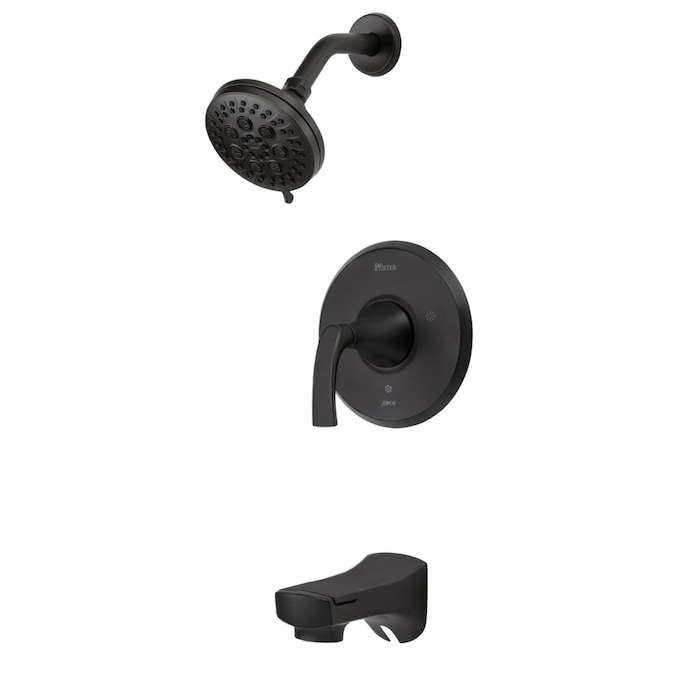 Pfister Karci Matte Black 1-handle Multi-function Round Bathtub and Shower Faucet Valve Included