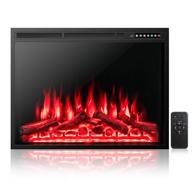BABOOM 34-in W Black Fan-forced Corner Electric Fireplace with Remote Control Included