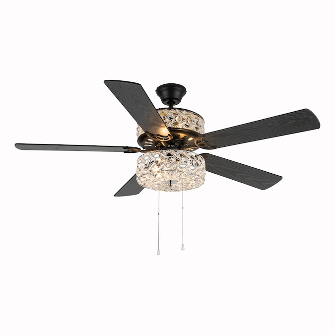 River of Goods 52-in Oil Rubbed Bronze with Mahogany and Antique Black Blades LED Indoor Downrod or Flush Mount Ceiling Fan with Light (5-Blade)