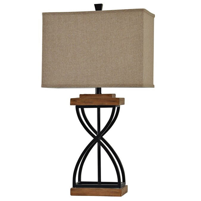 StyleCraft Home Collection 31-in Black Wood On/Off Switch Table Lamp with Fabric Shade
