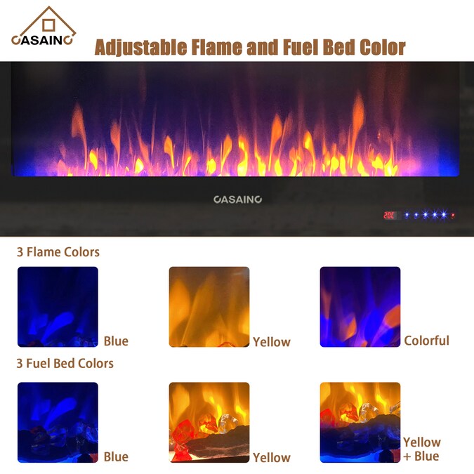 CASAINC 42.01-in W Black LED Wall-mount Electric Fireplace with Remote Control Included - Image 6