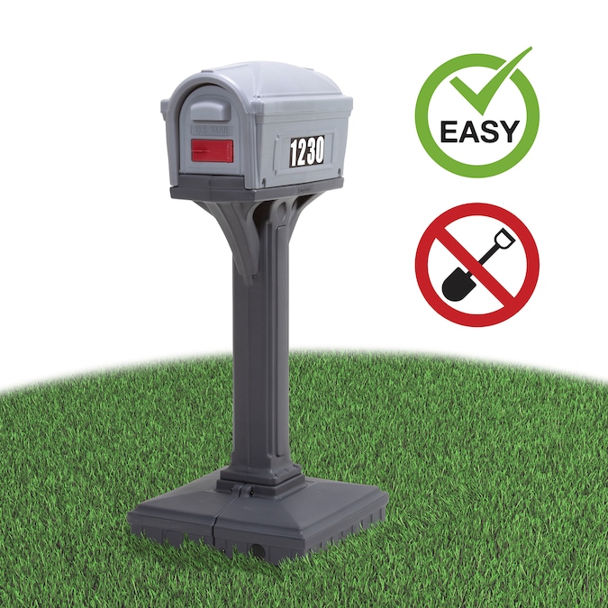 Simplay3 Ground Mount Gray Plastic Large Mailbox