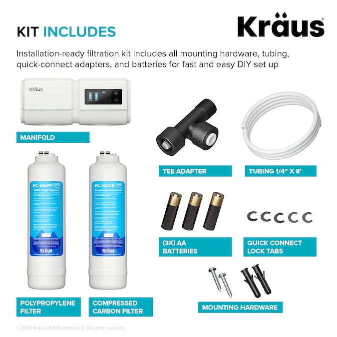 Kraus Purita Dual-stage Carbon Block Reverse Osmosis Filtration Under Sink Water Filtration System - Image 10