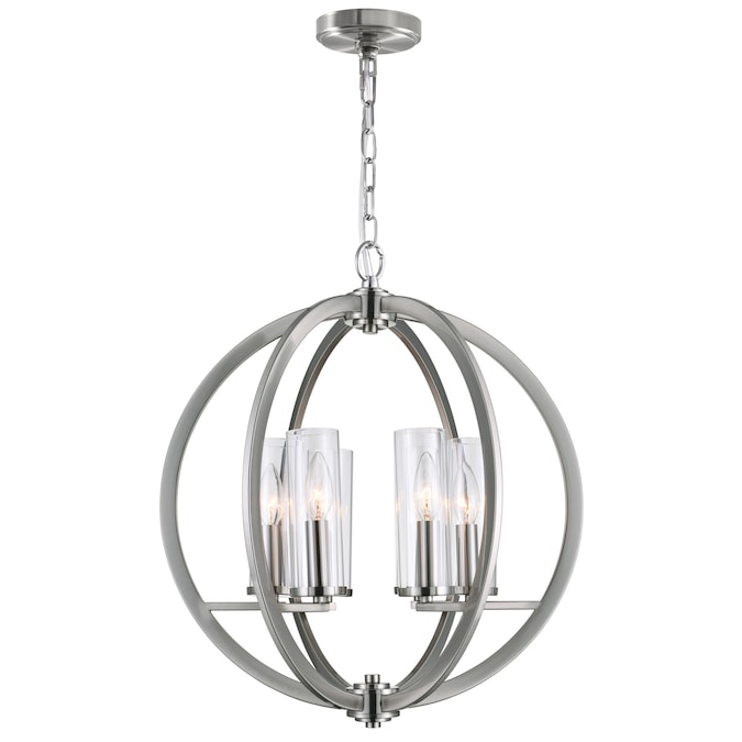 CWI Lighting Elton 6-Light Satin Nickel Transitional Damp Rated Chandelier