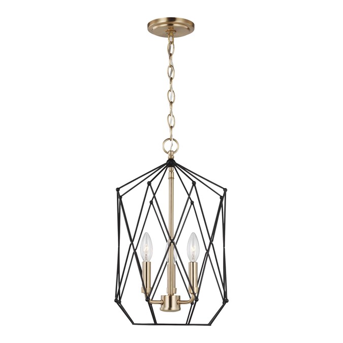 Generation Lighting Zarra 3-Light Satin Brass Modern/Contemporary Geometric Medium Hanging Pendant Light