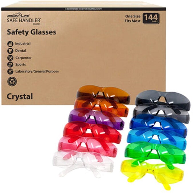 Safe Handler 144-Pack, Crystal Assorted Polycarbonate Safety Glasses
