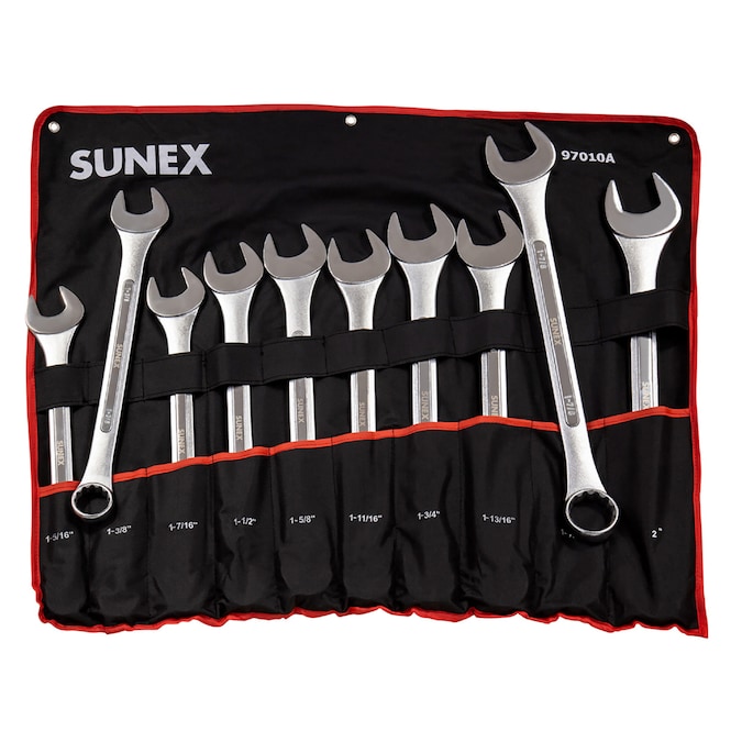 SUNEX TOOLS 10-Piece Set (Sae) Standard Combination Wrench Includes Soft Case
