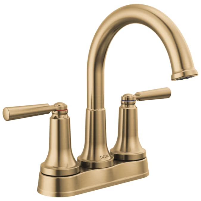Delta Saylor Champagne Bronze 4-in centerset 2-Handle WaterSense Bathroom Sink Faucet with Drain and Deck Plate