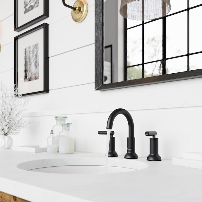 Pfister Capistrano Spot Defense Matte Black Widespread 2-Handle WaterSense Bathroom Sink Faucet with Drain - Image 6