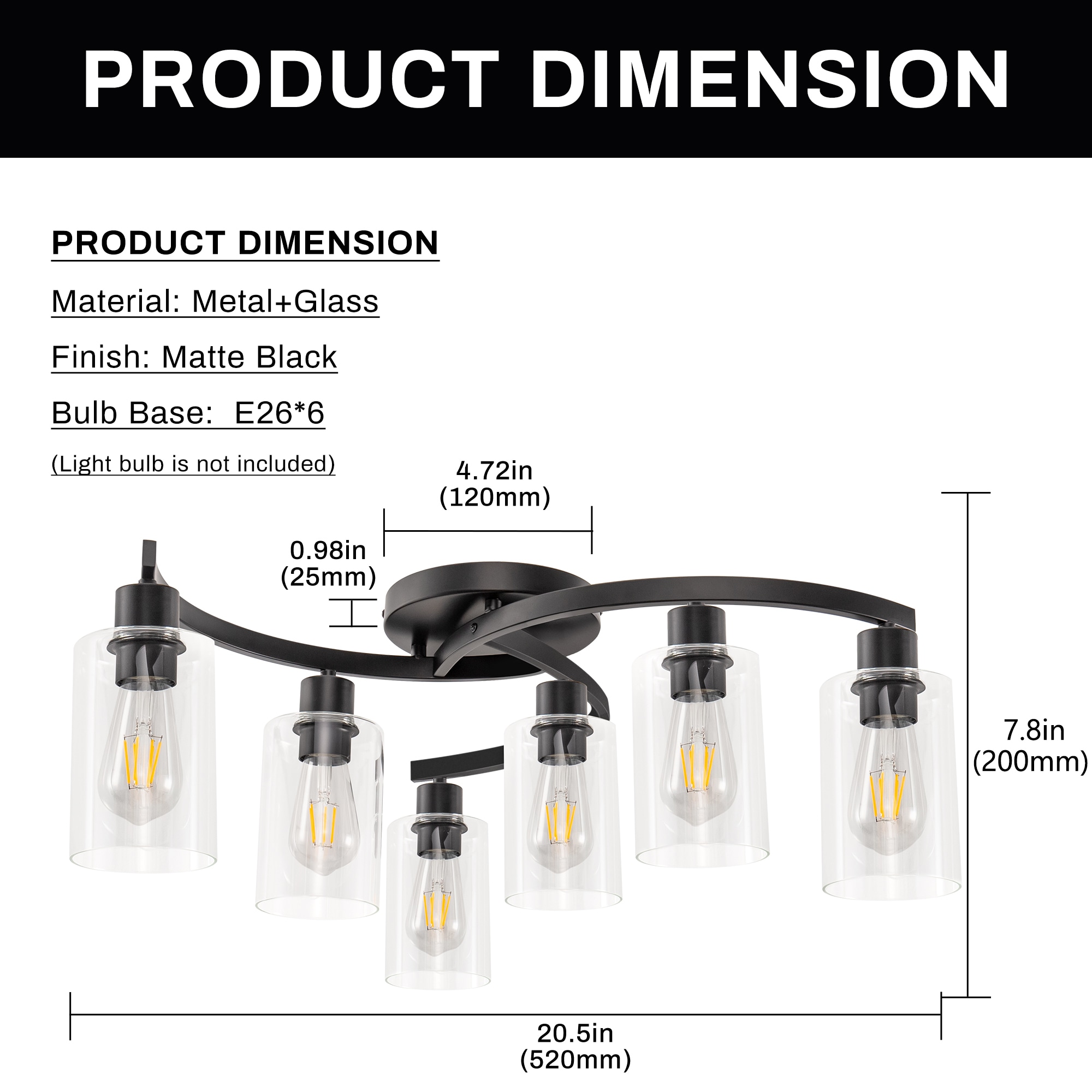 6 -Light 20.5-in Brown Chandelier - Image 5