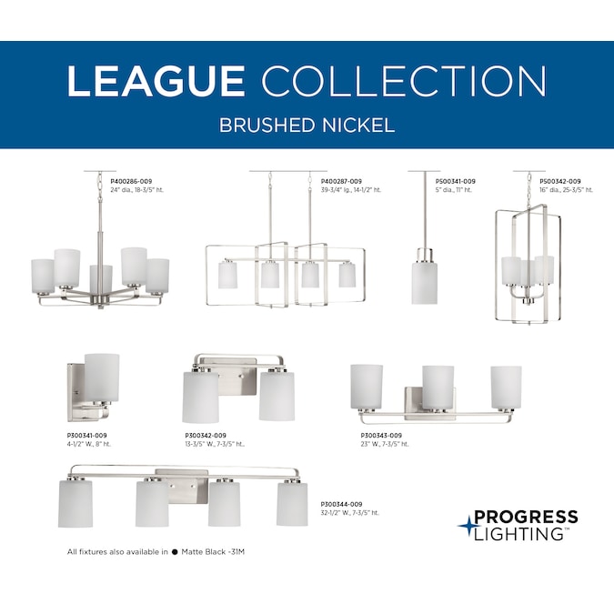 Progress Lighting League 5.5-in 3-Light Brushed Nickel Farmhouse Vanity Light - Image 6