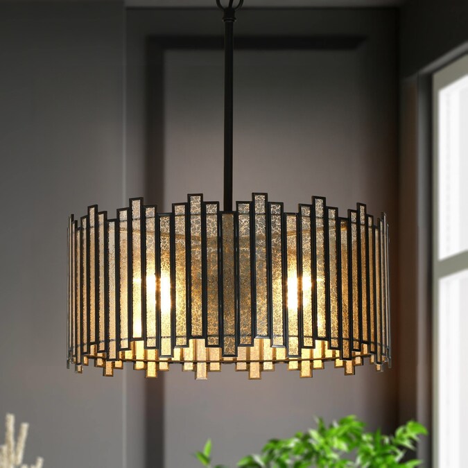 LNC Hemaaolay 4-Light Matte Black Modern/Contemporary LED Dry rated Chandelier