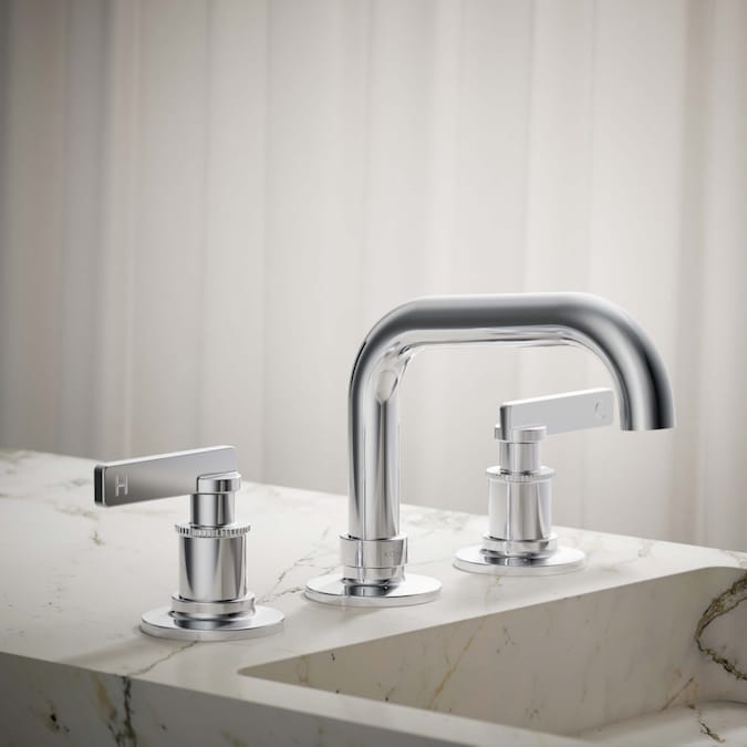 ER Castia by Studio McGee Polished Chrome Widespread 2-Handle WaterSense Bathroom Sink Faucet with Drain