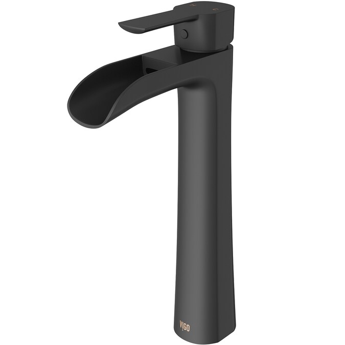 VIGO Niko Matte Black Vessel 1-Handle WaterSense Waterfall Bathroom Sink Faucet
