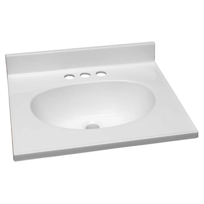 Design House 19-in x 17-in Solid White Cultured Marble Integral Single Sink 3-Hole Bathroom Vanity Top