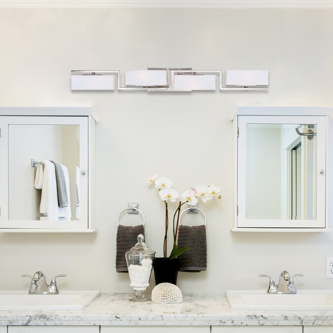 Designers Fountain Meridian 33.75-in 4-Light Satin Nickel Modern/Contemporary Vanity Light