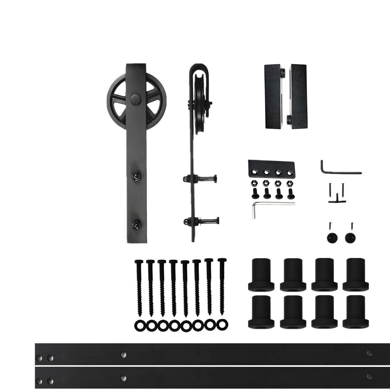 120-in Rustic black Black Indoor Spoke Wheel Single Barn door hardware kit