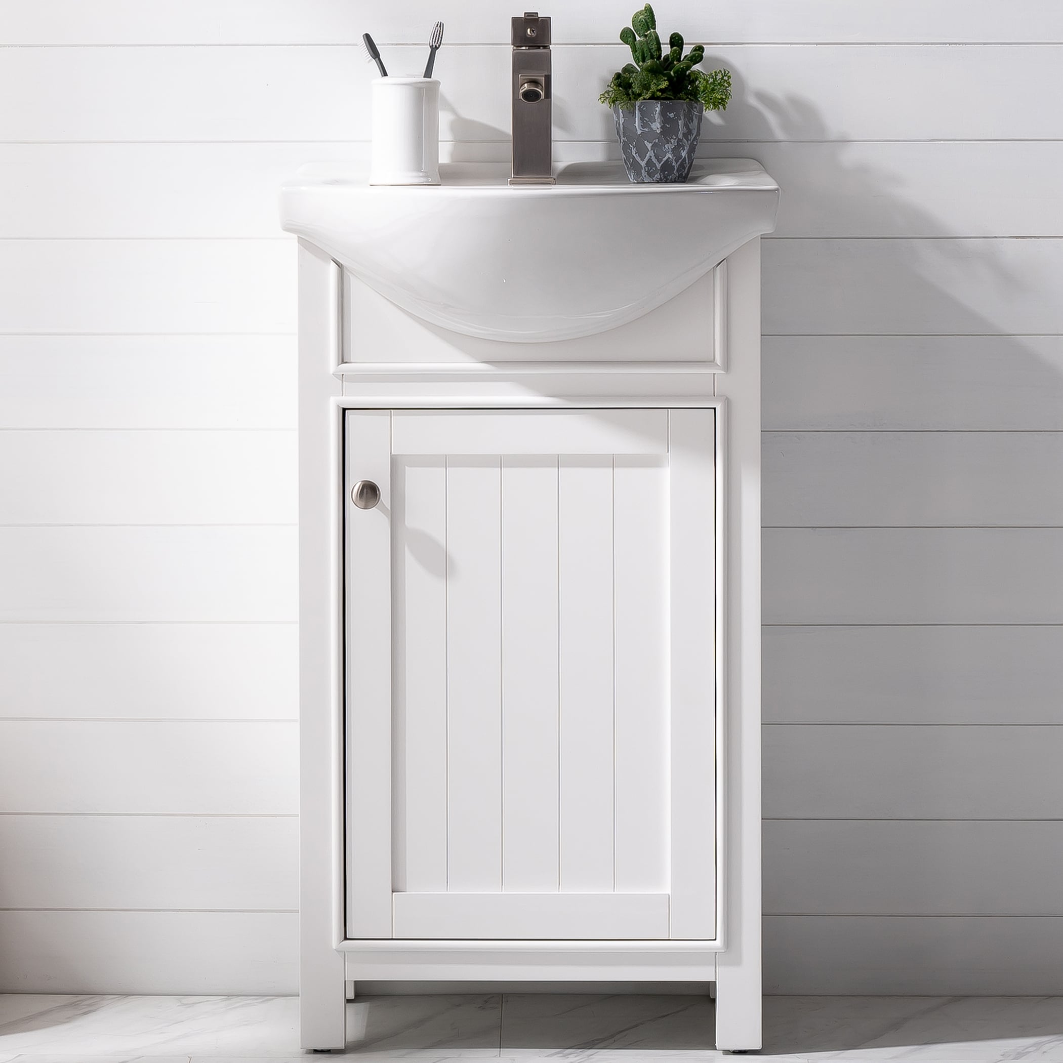 Marian 20-in White Single Sink Bathroom Vanity with White Porcelain Top