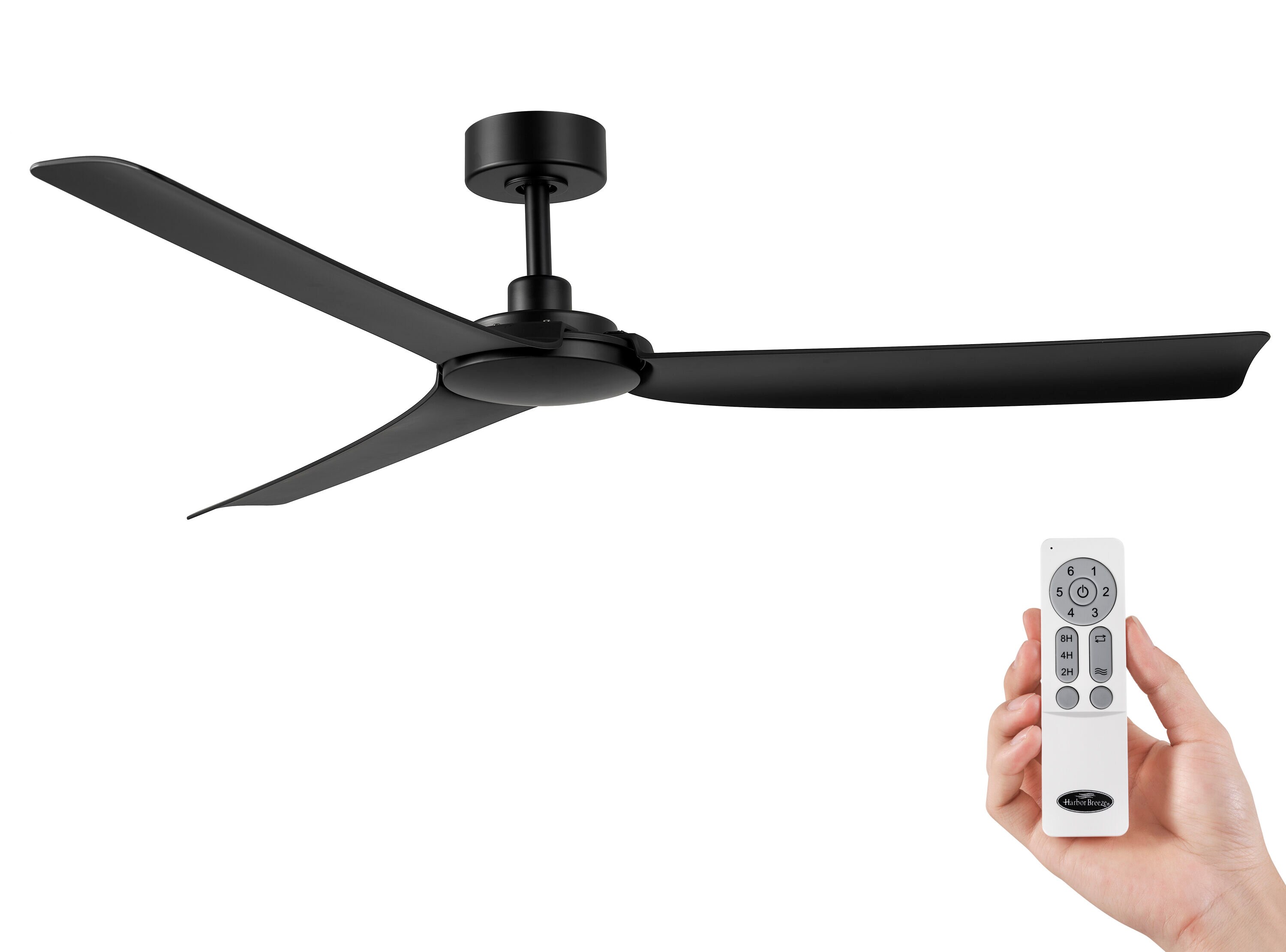 Lochwood 60-in Outdoor Matte Black with Matte Black Blades Ceiling Fan Without Light - Remote Included ( 3 -Blade ) - Image 2