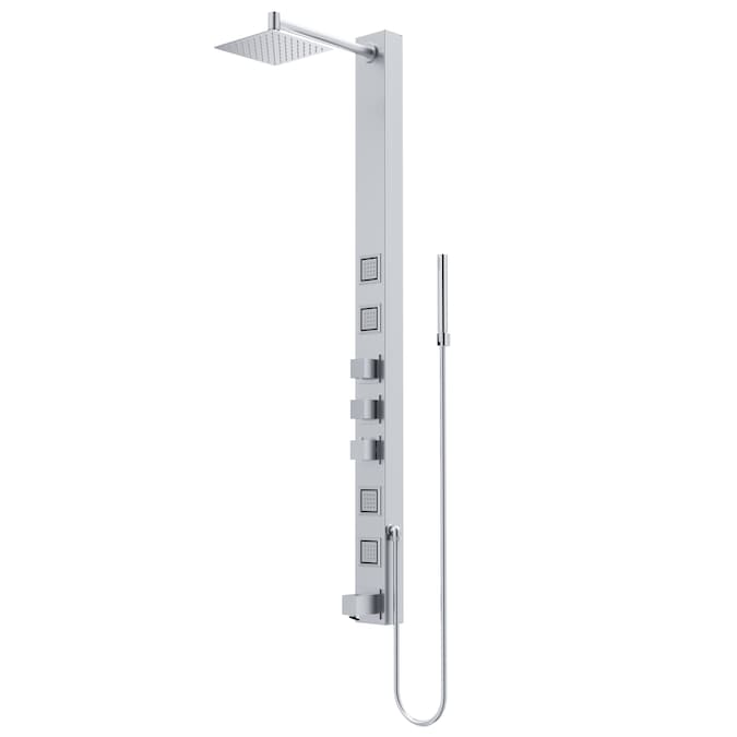 VIGO Bowery Stainless Steel 8-in Waterfall Shower Panel System with 3-way Diverter (Thermostatic Valve Included)