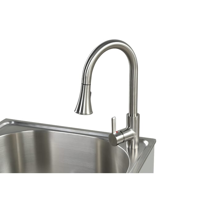 Style Selections 21.4-in x 24.1-in 1-Basin Light Gray Freestanding Utility Tub with Cabinet, Drain, and Faucet - Image 10