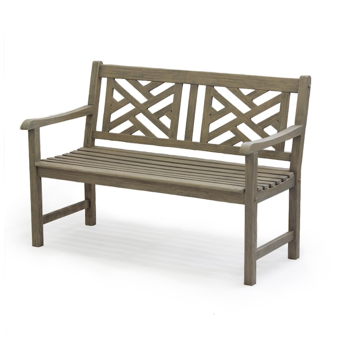 Cambridge Casual Maine 48-in W x 34-in H Weathered Gray Teak Garden Bench