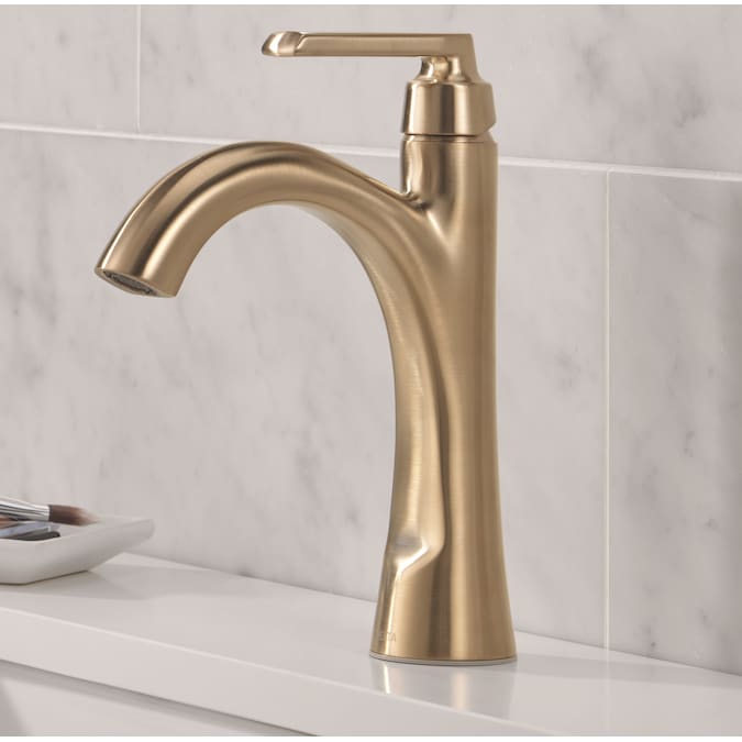 Delta Sparrow Champagne Bronze Single Hole 1-Handle WaterSense Bathroom Sink Faucet with Drain and Deck Plate
