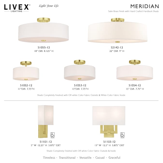 Livex Lighting Meridian 5-Light Satin Brass Semi mount light - Image 7