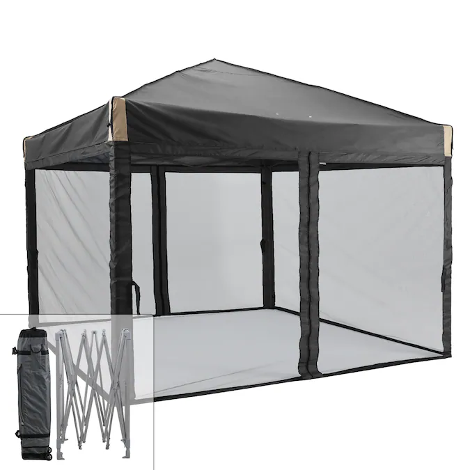 Aoodor 9.84-ft x 9.84-ft Rectangle Black Pop-up canopy