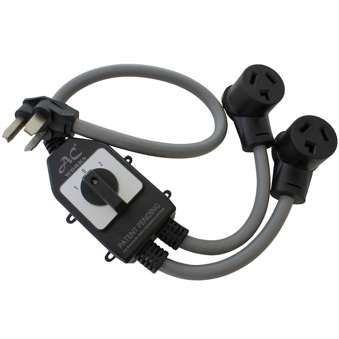 AC WORKS 30A 250V NEMA 10-30 3-Prong Dryer Y-Cable EV Electric Vehicle Charger Adapter