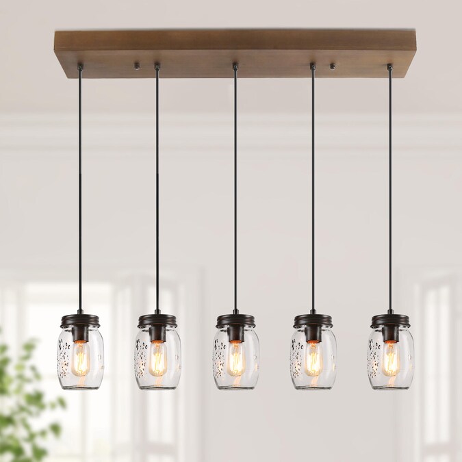 LNC Aries 5-Light Multiple Finishes Bronze Farmhouse LED Dry rated Chandelier