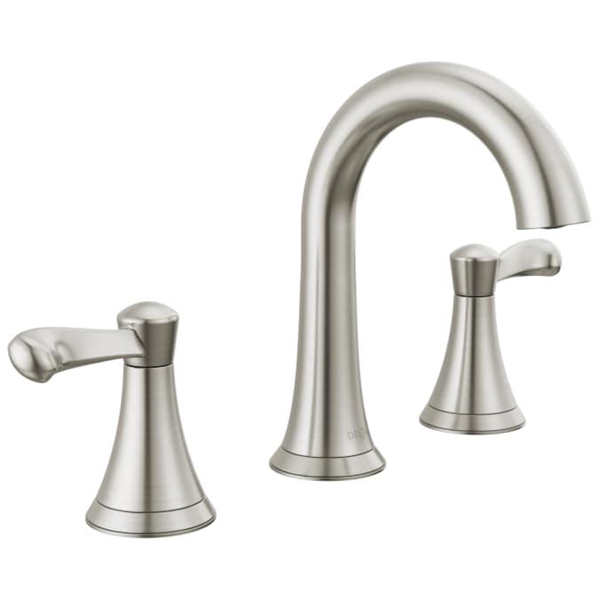 Delta Esato Spotshield Brushed Nickel Widespread 2-Handle WaterSense Bathroom Sink Faucet with Drain