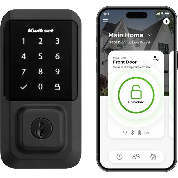 Kwikset Halo Keyless Entry Matte Black Smart Lock Electronic Deadbolt with Wifi Smartkey Touchscreen Keypad