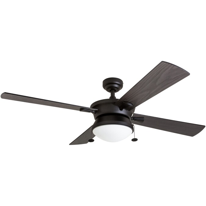 Prominence Home Auletta 52-in Matte Black with Ebony/Aged Cedar Blades LED Indoor/Outdoor Ceiling Fan with Light (4-Blade)