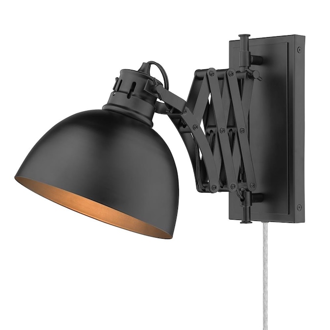 Golden Lighting Hawthorn 7.875-in W 1-Light Matte Black Industrial Wall Sconce