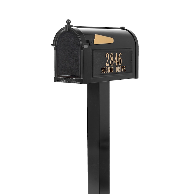 Ground Mount Black Metal Extra Large Mailbox with Post