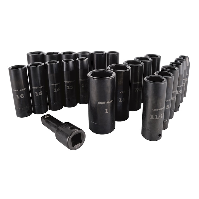 CRAFTSMAN 23-Piece Standard (SAE) and Metric Combination 1/2-in Drive Set 6-Point Impact Socket Set