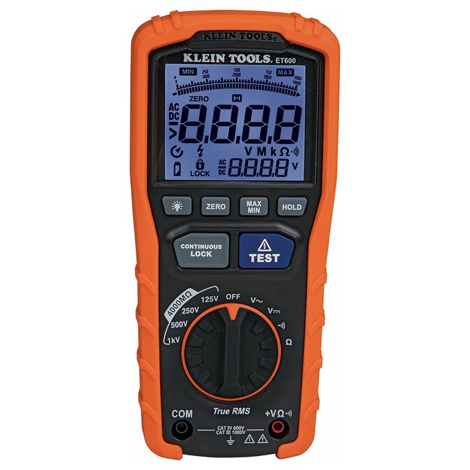 Klein Tools Insulation Resistance Tester Lcd Display Insulation Tester Multimeter 1000-Volt