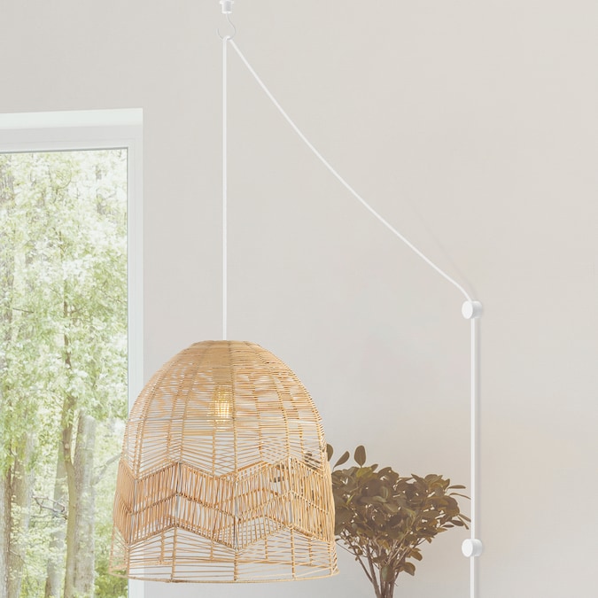 JONATHAN  Y Sofia 17.5" Woven Rattan Chevron Farmhouse Coastal Brown Bohemian/Global Lantern LED Medium Hanging Swag Light