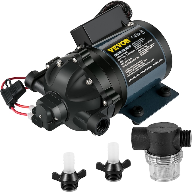 VEVOR 12V Portable Water Pump, 7 GPM Flow Rate, Self-Priming, for Boats, Fish Tanks, Cars, RVs - Includes 1x Water Pump and 2x 1/2 inch Threads