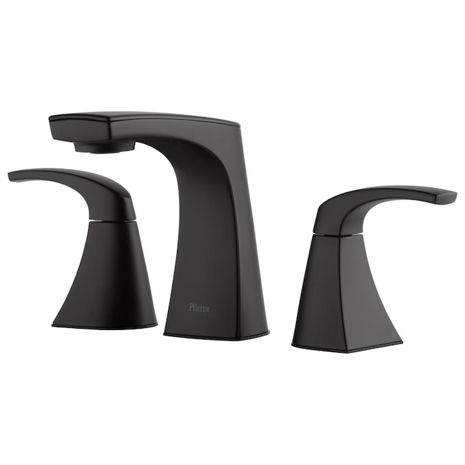 Pfister Karci Matte Black Widespread 2-Handle WaterSense Bathroom Sink Faucet with Drain