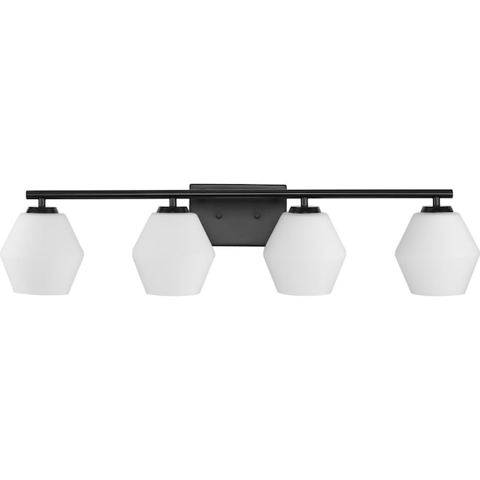 Progress Lighting Copeland 33-in 4-Light Matte Black Mid-century Vanity Light
