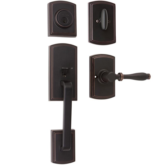 Delaney Hardware Visconti Edged Bronze Single Deadbolt Keyed Entry Door Handleset with Decorative Lever