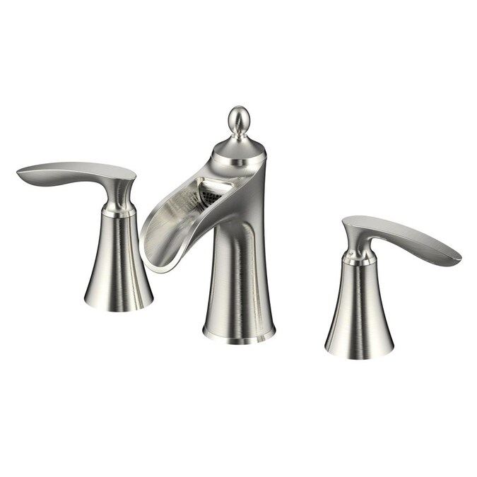 CMI Aegean Brushed Nickel Widespread 2-Handle WaterSense Waterfall Bathroom Sink Faucet with Drain