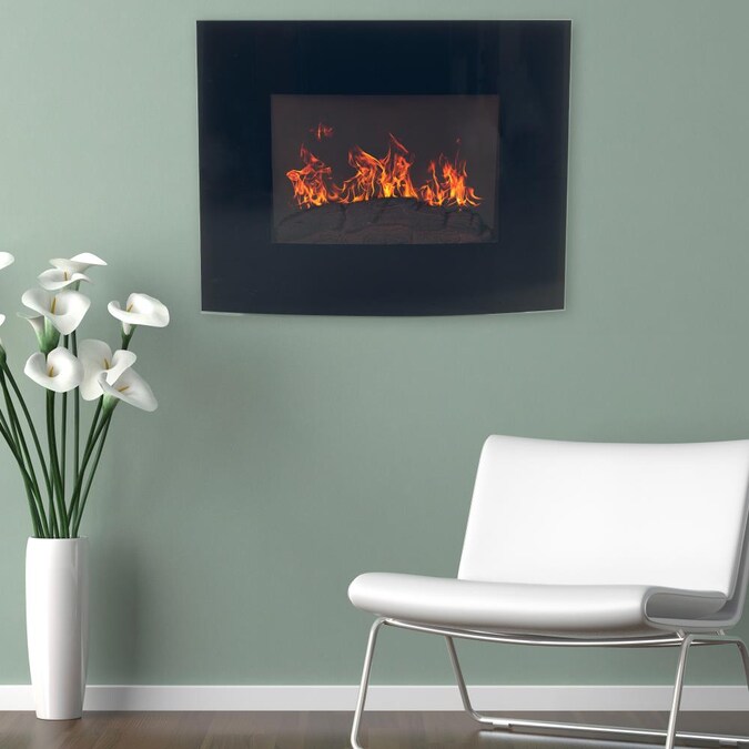 Hastings Home 25.5-in W Black Fan-forced Wall-mount Electric Fireplace with Remote Control Included
