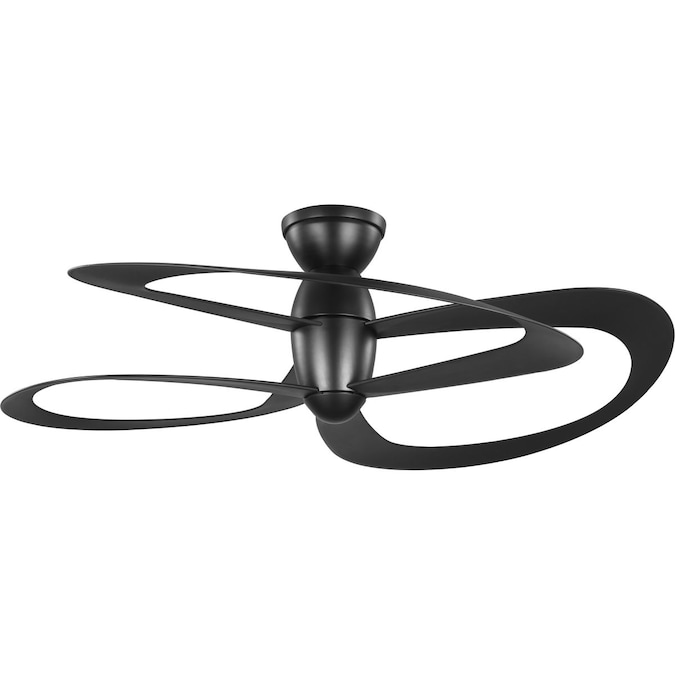 Progress Lighting Willacy 48-in Matte black Indoor/Outdoor Flush Mount Smart Ceiling Fan and Remote (3-Blade)